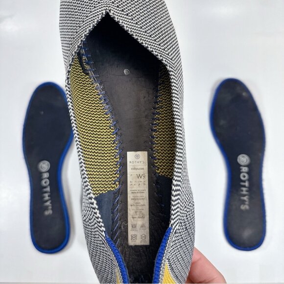 Rothy's Womens 9 Shale Ribbon Stripe Round Toe Flats - Picture 14 of 14